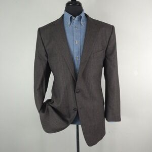 Joseph Abboud Blazer Mens 48R Brown Wool Pinstripe Ethomas Sport Coat USA